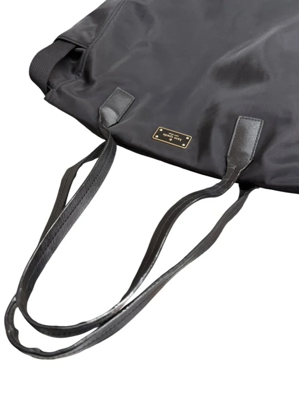 Kate Spade Black Nylon Diaper Bag With Leather Straps & Multiple Pockets